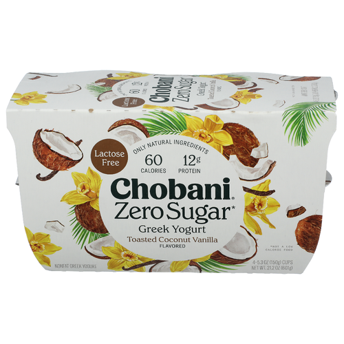 CHOBANI Coconut Vanilla ® Zero Sugar Toasted 4pk - 5.3 Ounce - 4 Count