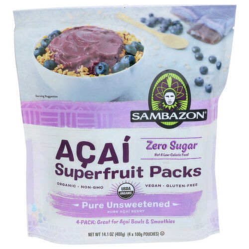 Sambazon Unsweetened Acaí Energy Drink - 3.525 Ounce - 4 Count