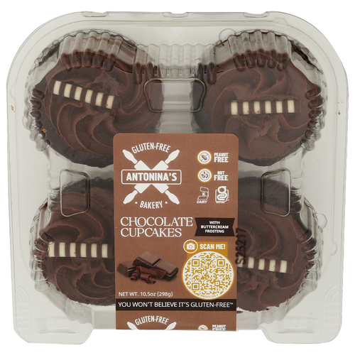 ANTONINA'S Gluten Free Chocolate Cupcakes With Chocolate Buttercream Frosting - 10.5 Ounce Image 1 of 4