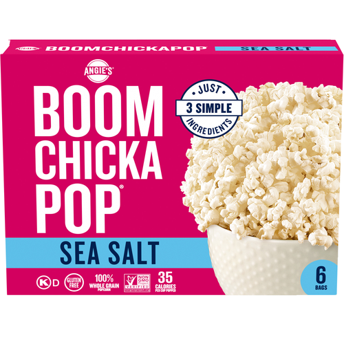 Angie's BOOMCHICKAPOP Sea Salt Microwave Popcorn, , Bags - 3.29 Ounce - 6 Count Image 1 of 4