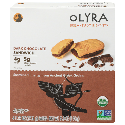 Olyra Dark Chocolate Sandwich Breakfast Biscuits - 1.325 Ounce - 4 Count