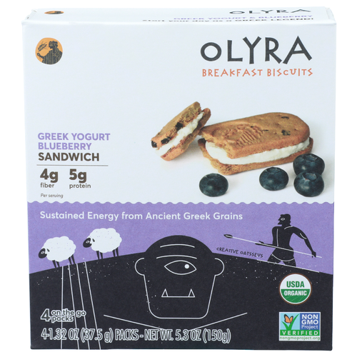 Olyra Greek Yogurt Blueberry Sandwich Breakfast Biscuits - 1.325 Ounce - 4 Count