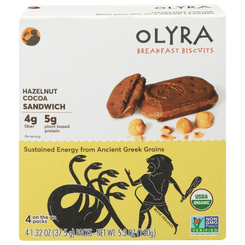 Olyra Breakfast Biscuits Hazelnut Cocoa Sandwich - 1.325 Ounce - 4 Count