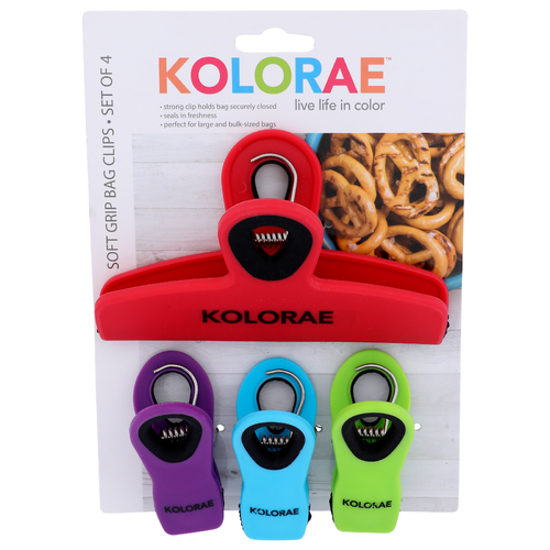 Kolorae Soft Grip Bag Clips - 4 Count