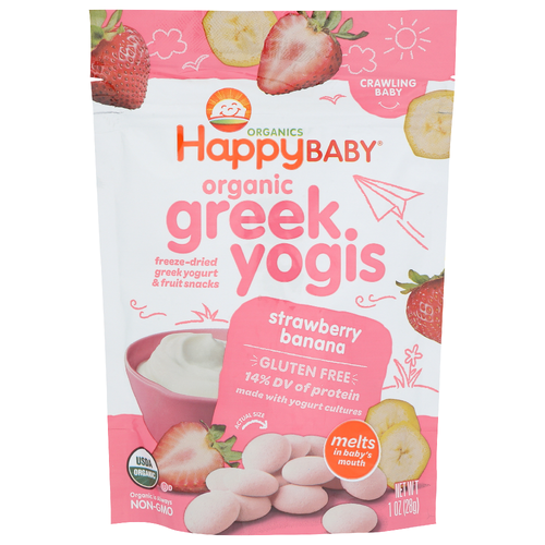 HAPPY BABY Greek Yogis Strawberry Banana - 1 Ounce