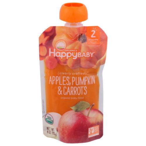 Happy Baby Stage 2 Clearly Crafted Apples Pumpkin & Carrots - 4 Ounce