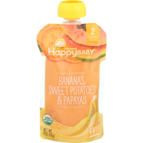 Happy Baby Organic Food Bananas, & Bananas, Sweet Potatoes And Papayas - 4 Ounce