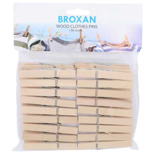 Broxan Wood Clothes Pins - 36 Count