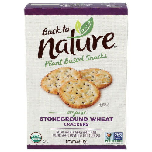 Back To Nature Stoneground Wheat Organic Crackers, Non-Gmo Project Verified, Kosher - 6 Ounce