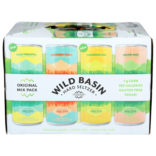 Wild Basin Yuzu Pineapple • Cucumber Peach • Tangerine Lime • Melon Basil Hard Seltzer - 12 Fluid Ounce - 12 Count