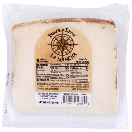 Ponve De Leon Cheese Ponce Cheese, Sheep's Milk, La Mancha - 6 Ounce