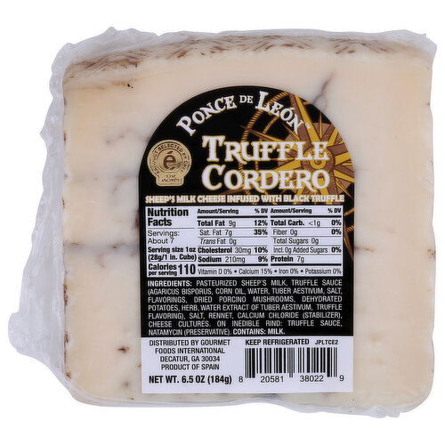 PONCE DE LEON CHEESE Truffle Cordero - 6.5 Ounce