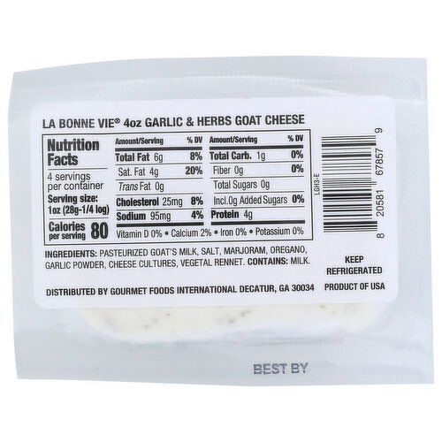 BROOKSHIRE'S Afi Goat Log Garlicherbs - 4 Ounce