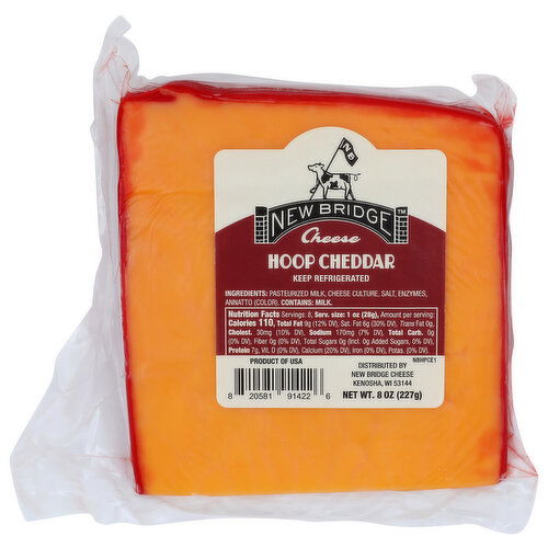 New Bridge Cheese, Hoop Cheddar - 8 Ounce