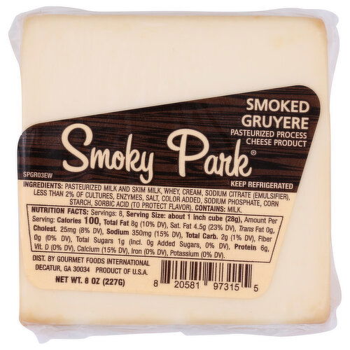 Smoky Park Cheese Smoked Gruyere - 8 Ounce