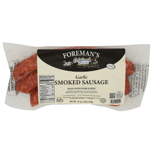 FOREMAN's Garlic Smoked Sausage Made With Pork And Beef - 16 Ounce
