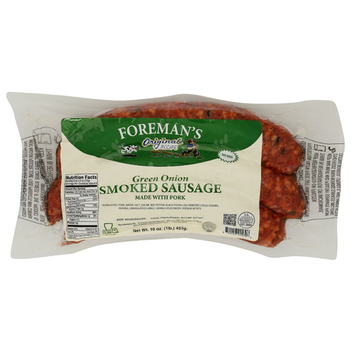 FOREMAN's Smoked Green Onion Sausage Made With Pork - 16 Ounce