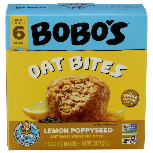 BOBO's Bites Lemon Poppyseed - 1.3 Ounce - 6 Count Image 1 of 3