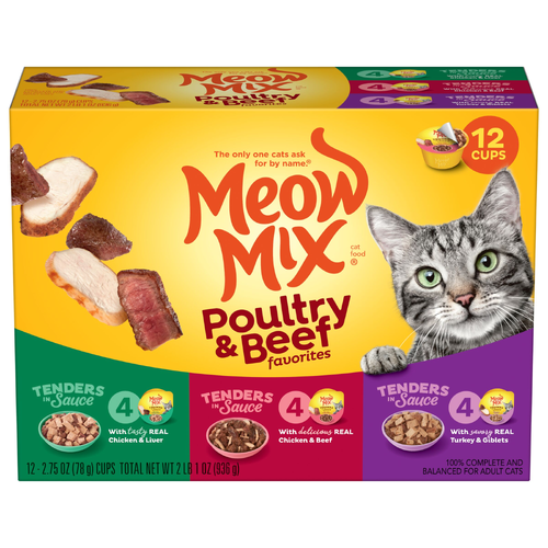Meow Mix Poultry & Beef Favorites Variety Pack - 2.75 Ounce Image 1 of 2