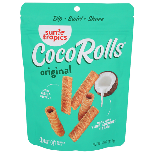 Sun Tropics Original Cocorolls, Rolled Coconut Wafer - 4 Ounce
