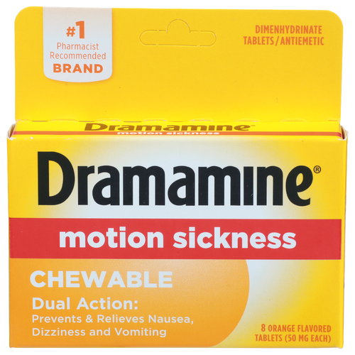 Dramamine Orange Flavored Motion Sickness - 8 Count