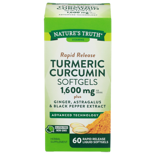 Nature's Truth Vitamins Plus Ginger, Astragalus & Black Pepper Extract Turmeric Curcumin Softgels - 60 Count