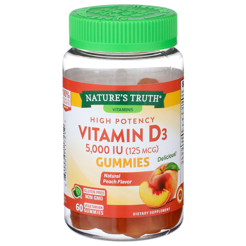 Nature's Truth Vitamins Peach Vitamin D3 5,000 Iu 125 Mcg Gummies - 60 Count