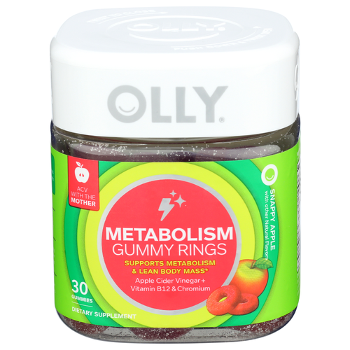 OLLY Snappy Apple Metabolism Gummy Rings - 30 Count