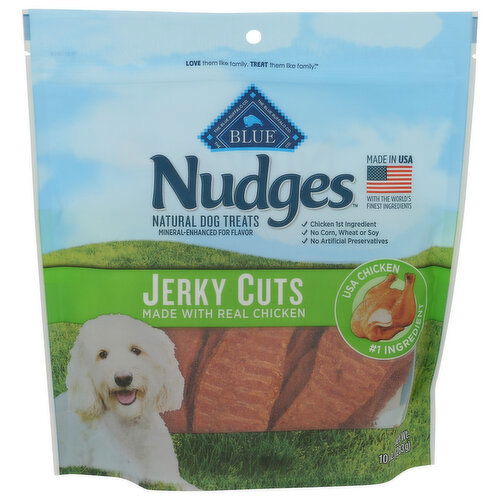 BLUE NUDGES Chicken Natural Dog Treats Jerky Cuts - 10 Ounce