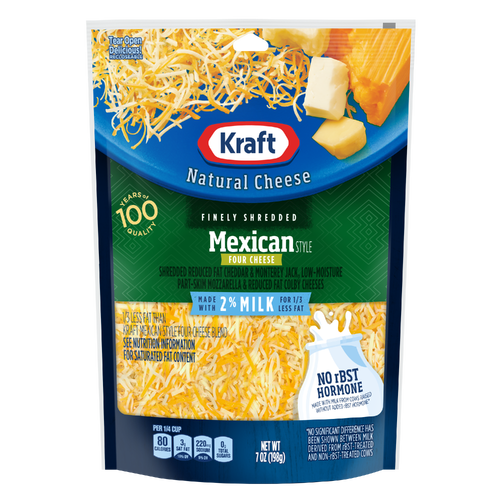Kraft 2% Milk Mexican Style Four Cheese Shredded Natural Bag - 7 Ounce