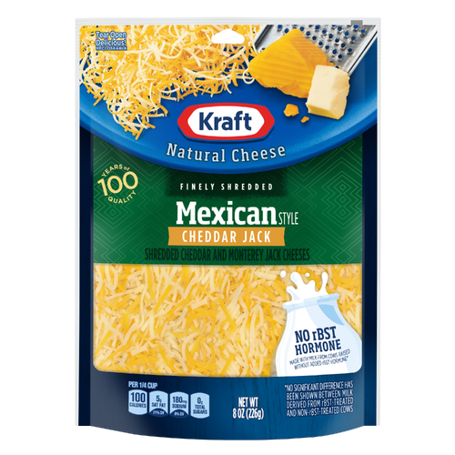 Kraft Mexican Style Cheddar Jack Finely Shredded Natural Cheese Bag - 8 Ounce