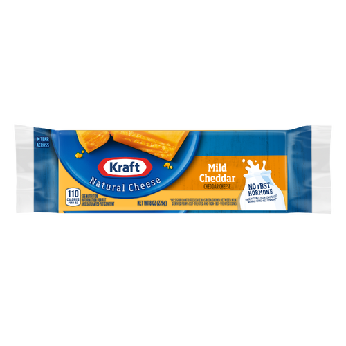 Kraft Mild Cheddar Natural Cheese Block Vacuum Packed - 8 Ounce