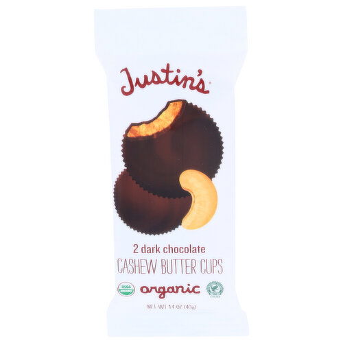 Justin's Cashew Butter Cups Dark Chocolate - 0.7 Ounce - 2 Count
