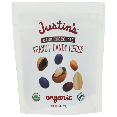 JUSTIN's Chocolate Chocolate & Peanut Candied Candy Pieces - 4.5 Ounce