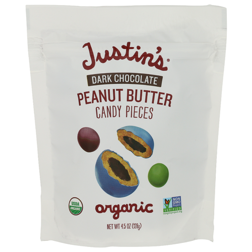JUSTIN'S Chocolate Chocolate & Peanut Butter Candied Candy Pieces - 4.5 Ounce