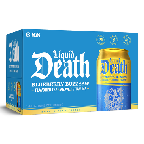 Liquid Death Blueberry Buzzsaw Flavored Black Tea - 12 Fluid Ounce - 6 Count