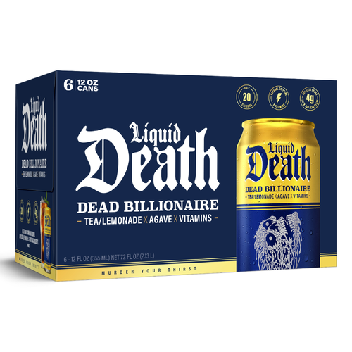 Liquid Death Lemonade Death Dead Billionaire Black Tea - 12 Fluid Ounce - 6 Count