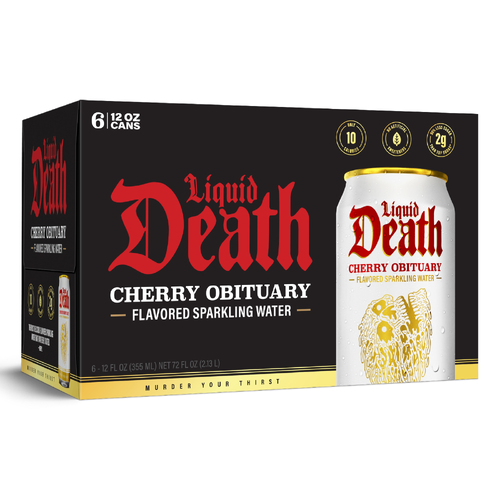 Liquid Death Cherry Obituary Sparkling Water 6pk - 12 Fluid Ounce - 6 Count