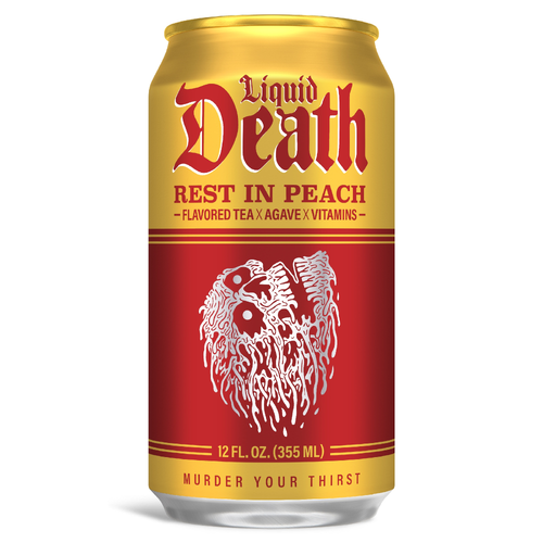 Liquid Death Rest In Peach Flavored Tea - 12 Fluid Ounce - 6 Count