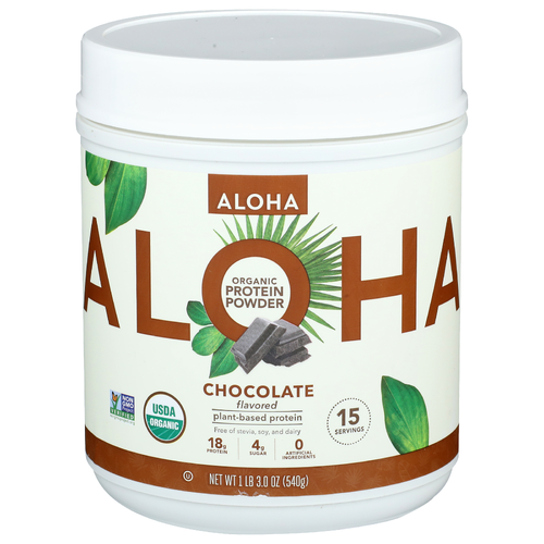Aloha Chocolate Organic Protein Powder - 16.3 Ounce