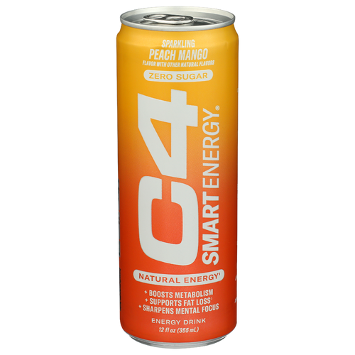 C4 Peach Mango Carbonated Smart Energy Sparkling - 12 Fluid Ounce
