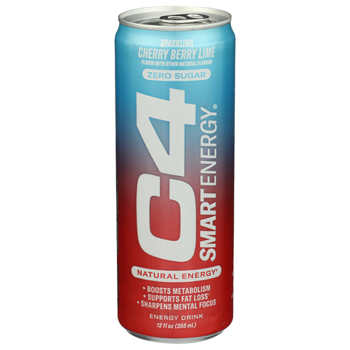 C4 Cherry Berry Lime Carbonated Smart Energy Sparkling - 12 Fluid Ounce