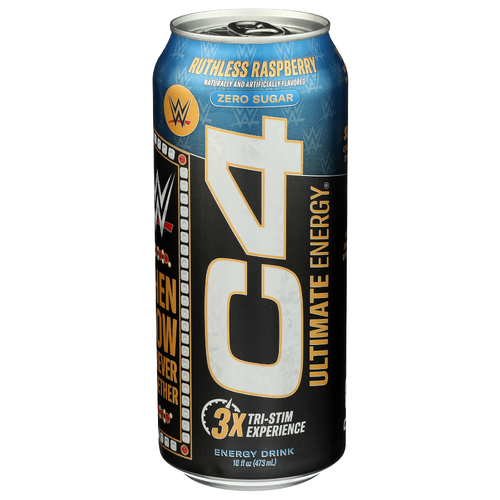 C4 Ruthless Raspberry Carbonated Ultimate Energy Carb - 16 Fluid Ounce