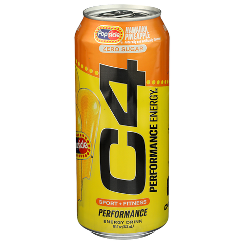 C4 Hawaiian Pineapple Popsicle Carbonated Performance Energy X - 16 Fluid Ounce