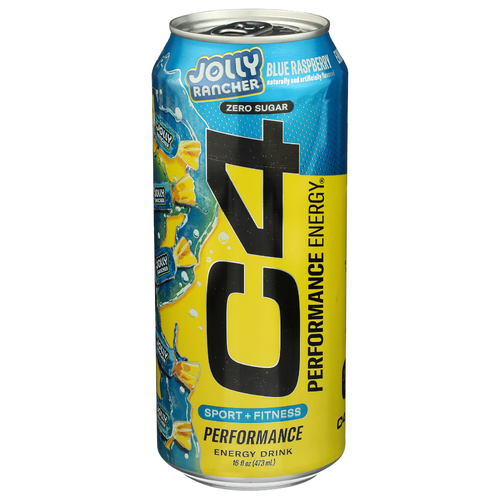 C4 Blue Raspberry Jolly Rancher Carbonated Performance Energy - 16 Fluid Ounce