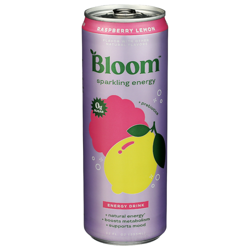 Bloom Nutrition Raspberry Lemon Sparkling Energy 12PK - 12 Fluid Ounce Image 1 of 4