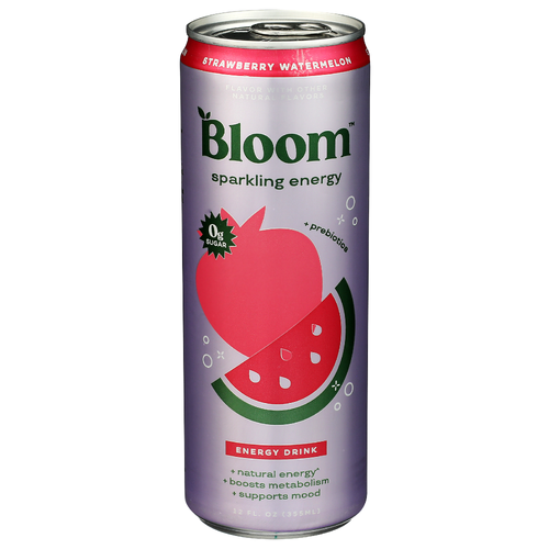 Bloom Nutrition Strawberry Watermelon Sparkling Energy 12PK - 12 Fluid Ounce Image 1 of 4