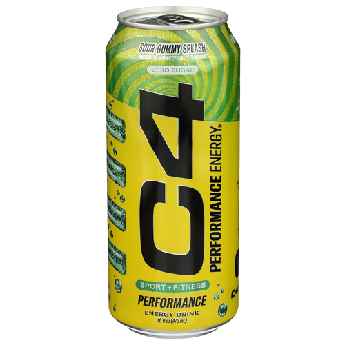C4 Sour Gummy Splash Carbonated Performance Energy - 16 Fluid Ounce