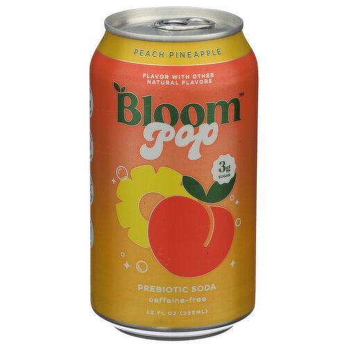 Bloom Pop Peach Pineapple Prebiotic Soda - 12 Fluid Ounce Image 1 of 4
