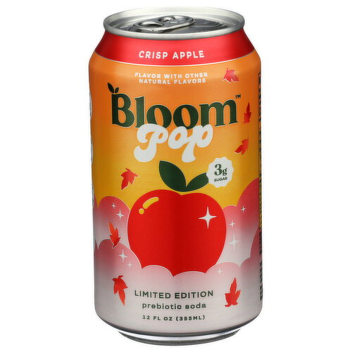 Bloom Pop Crisp Apple Prebiotic Soda - 12 Fluid Ounce